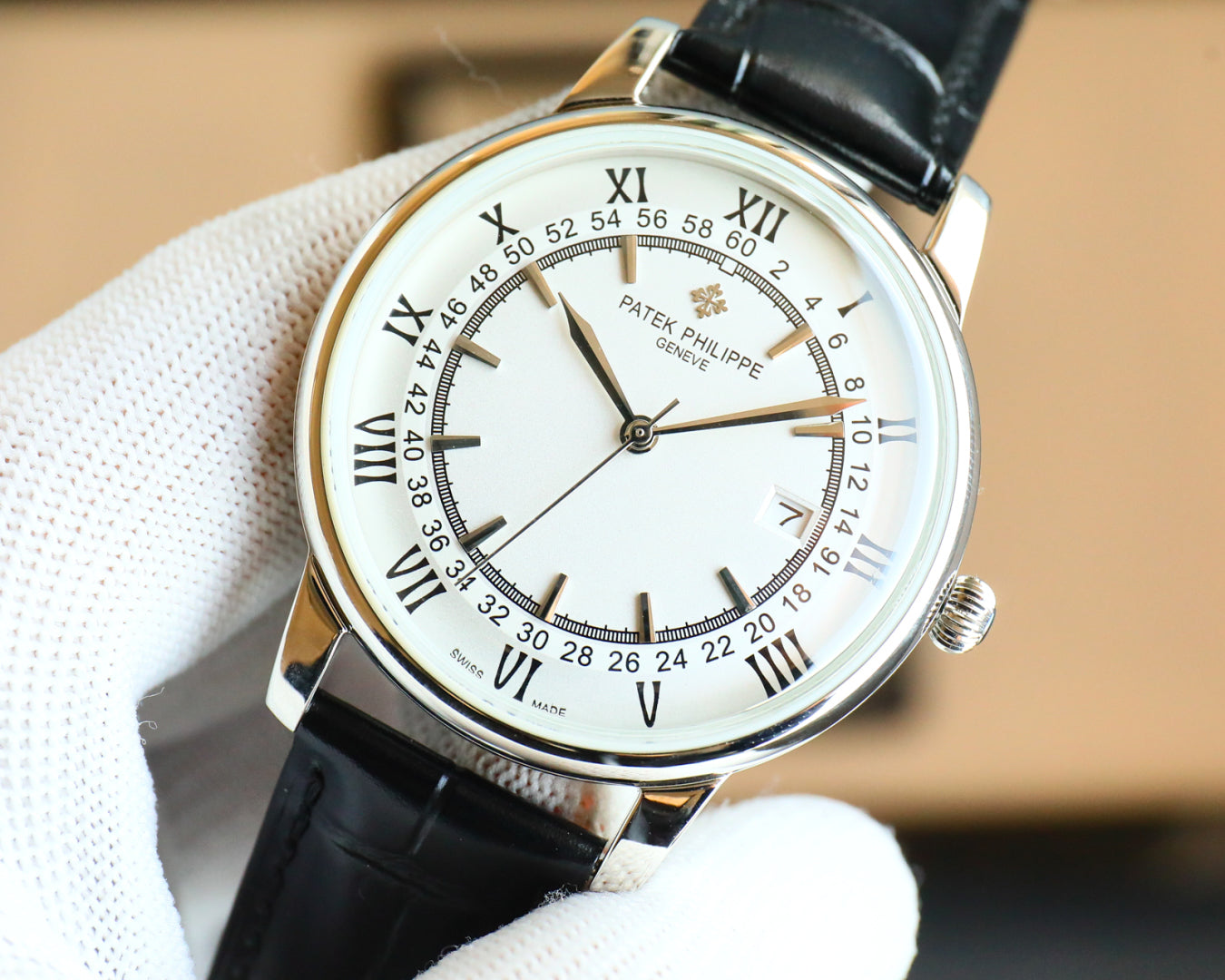 Patek Philippe Disc Leather Strap Fully Automatic Mechanical Watch