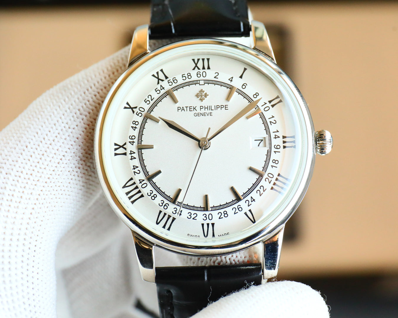 Patek Philippe Disc Leather Strap Fully Automatic Mechanical Watch
