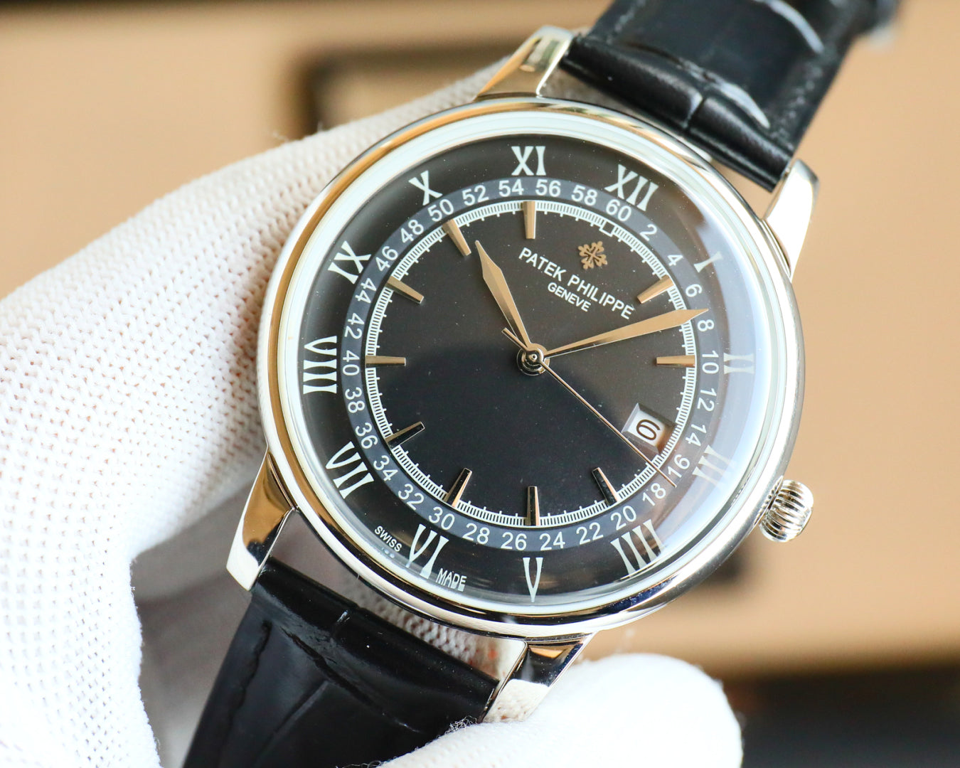 Patek Philippe Disc Leather Strap Fully Automatic Mechanical Watch