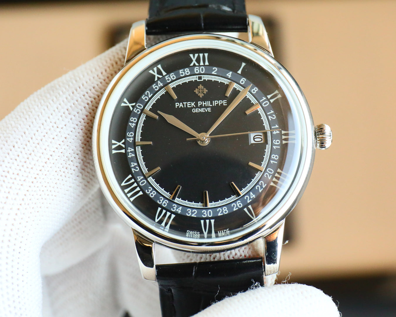 Patek Philippe Disc Leather Strap Fully Automatic Mechanical Watch