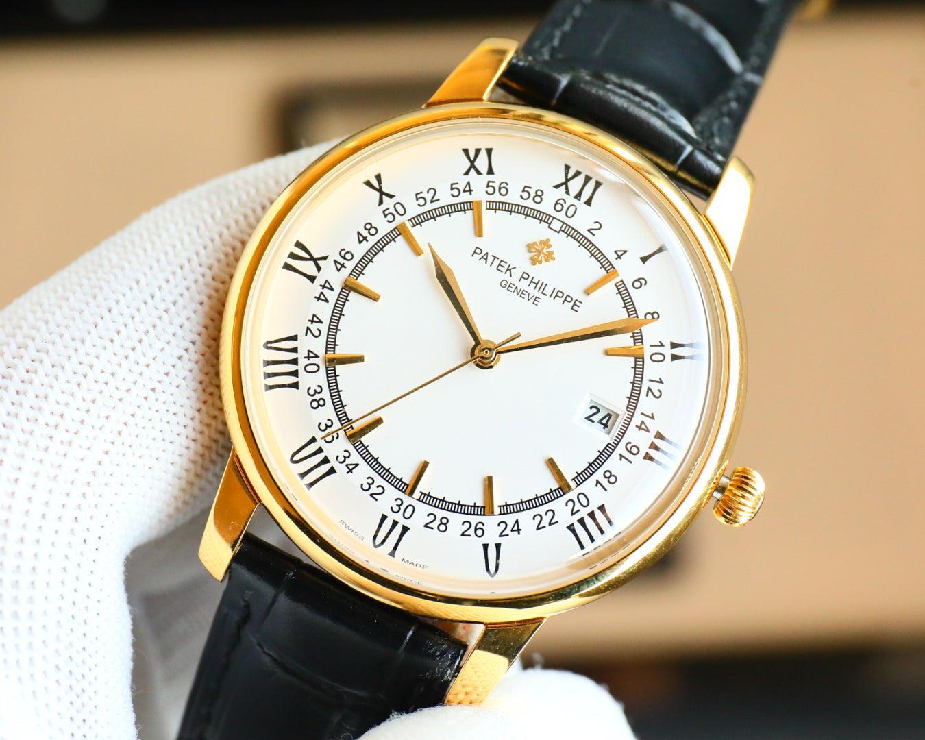 Patek Philippe Disc Leather Strap Fully Automatic Mechanical Watch