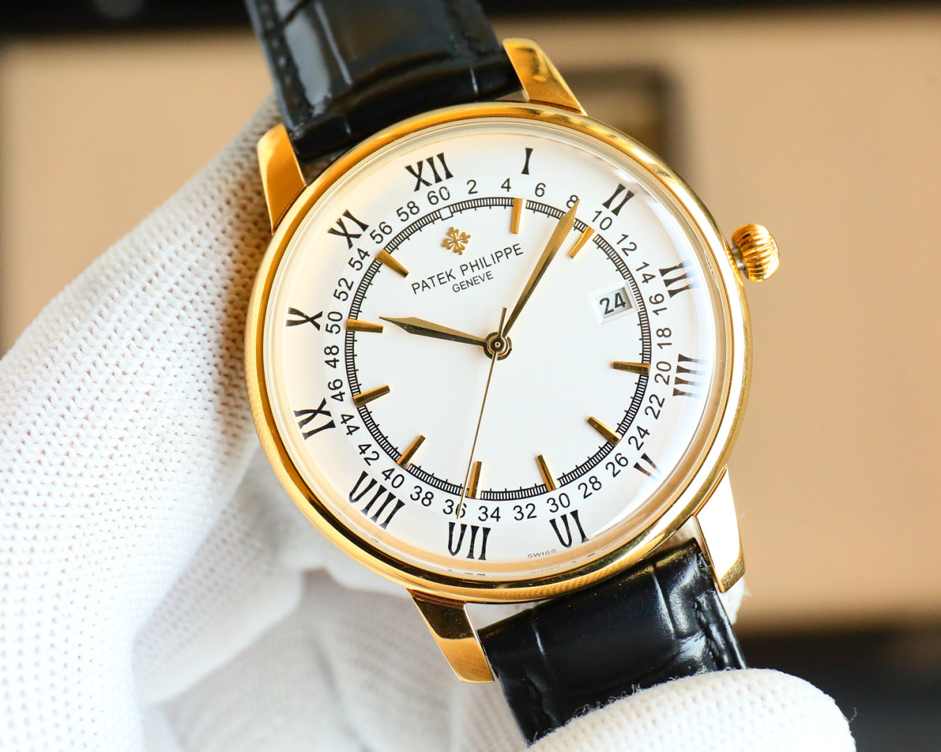 Patek Philippe Disc Leather Strap Fully Automatic Mechanical Watch