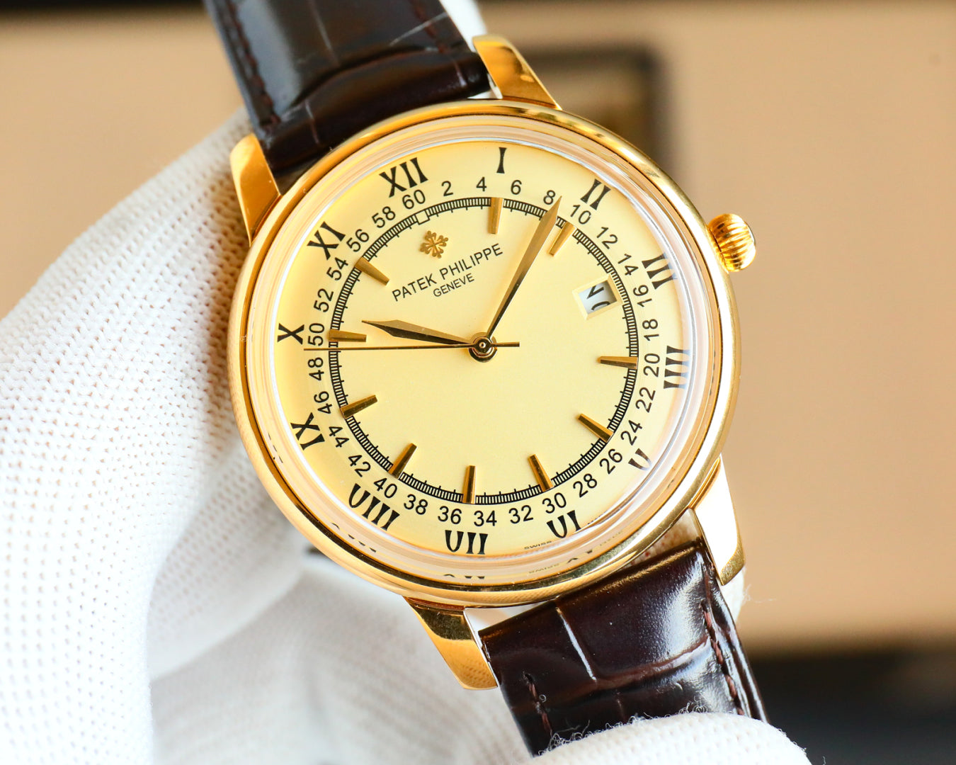 Patek Philippe Disc Leather Strap Fully Automatic Mechanical Watch