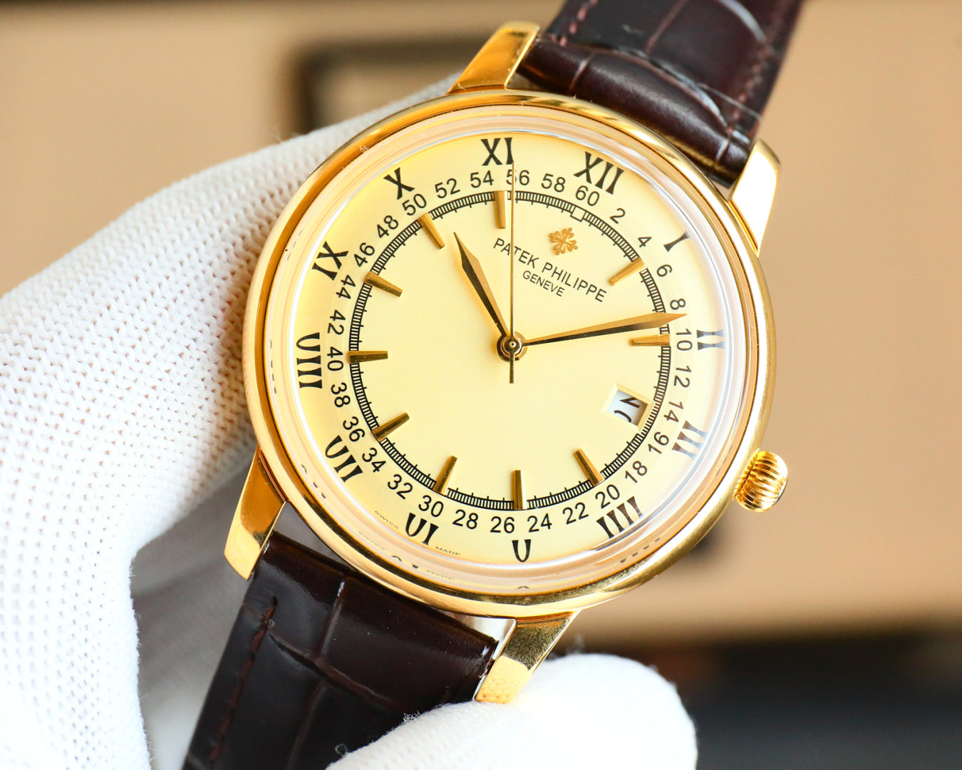 Patek Philippe Disc Leather Strap Fully Automatic Mechanical Watch
