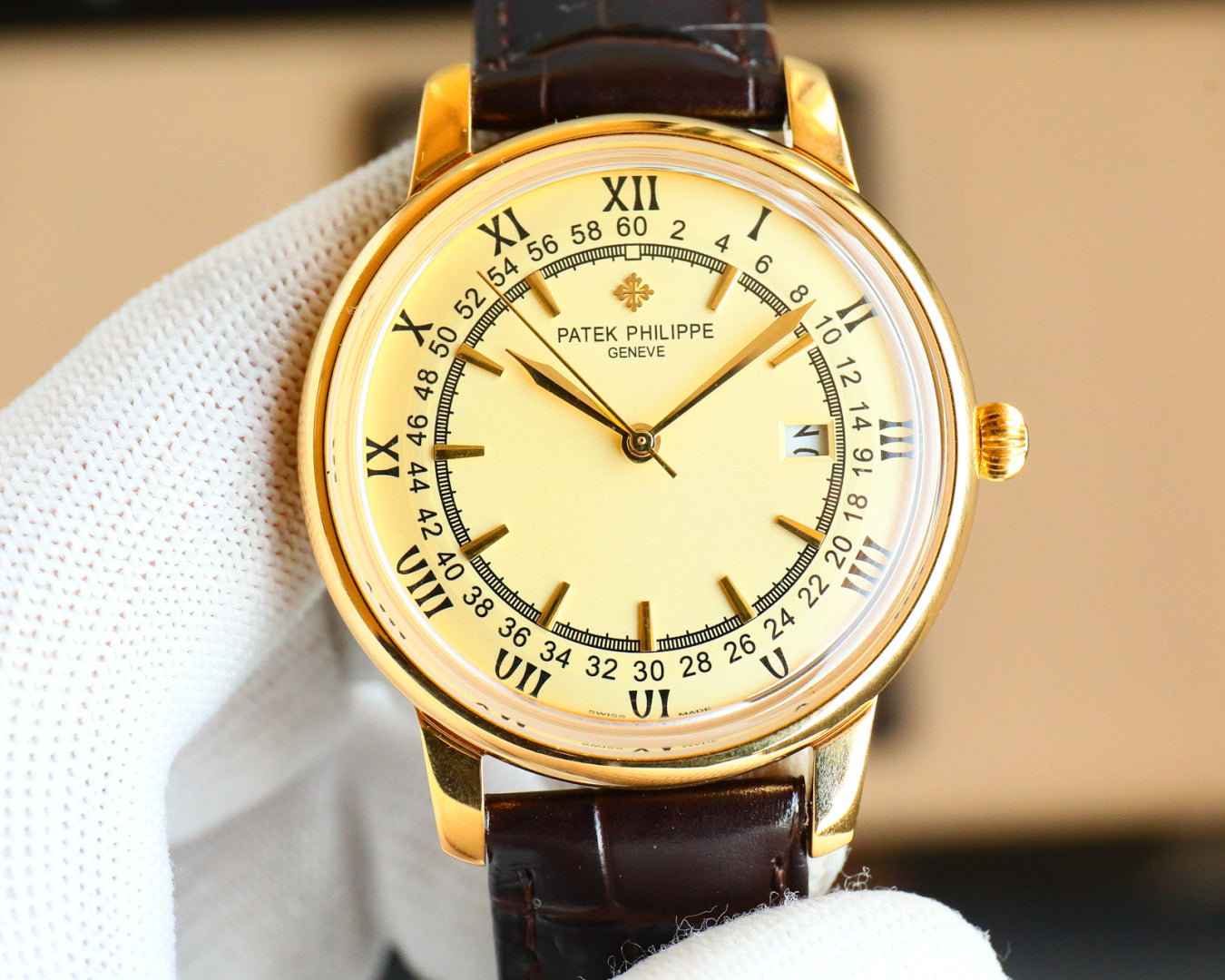 Patek Philippe Disc Leather Strap Fully Automatic Mechanical Watch