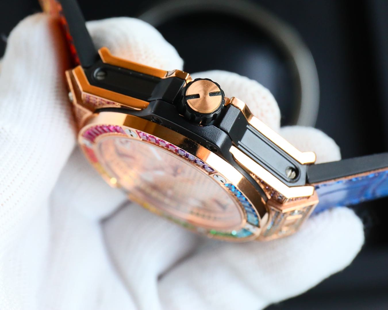 Hublot Stainless Steel Rainbow Diamond Watch