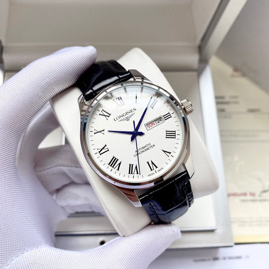 Longines fully automatic Nishitetsu leather strap men's watch