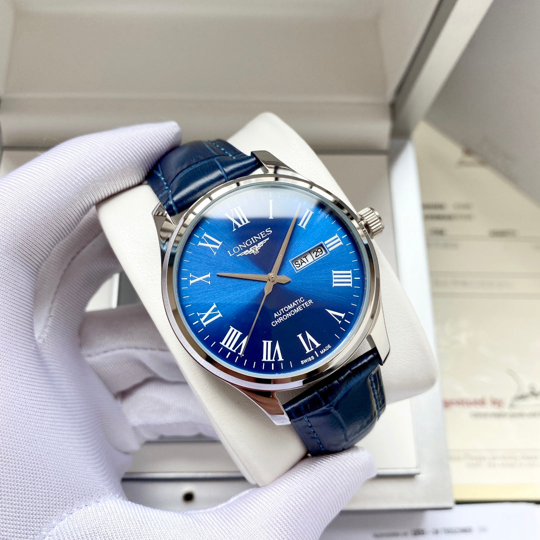 Longines fully automatic Nishitetsu leather strap men's watch