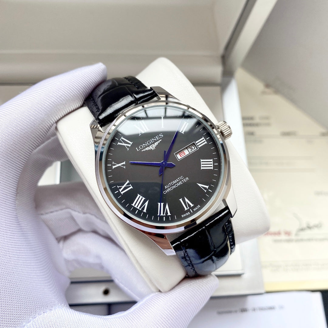 Longines fully automatic Nishitetsu leather strap men's watch