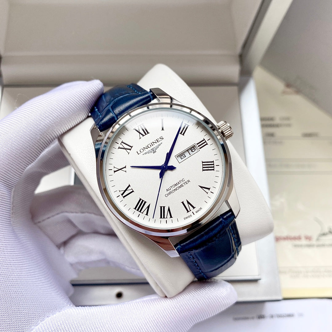Longines fully automatic Nishitetsu leather strap men's watch