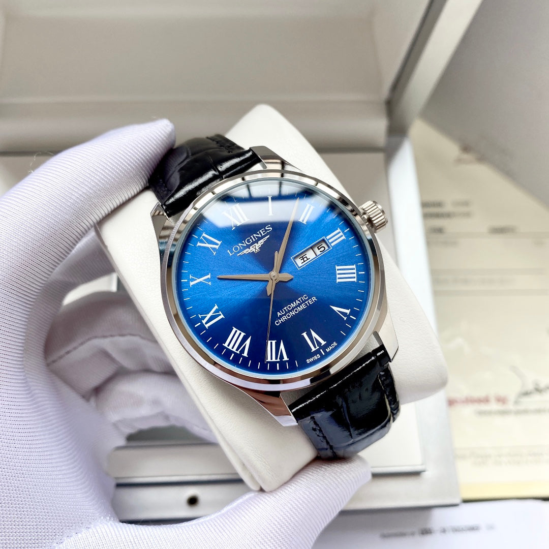 Longines fully automatic Nishitetsu leather strap men's watch