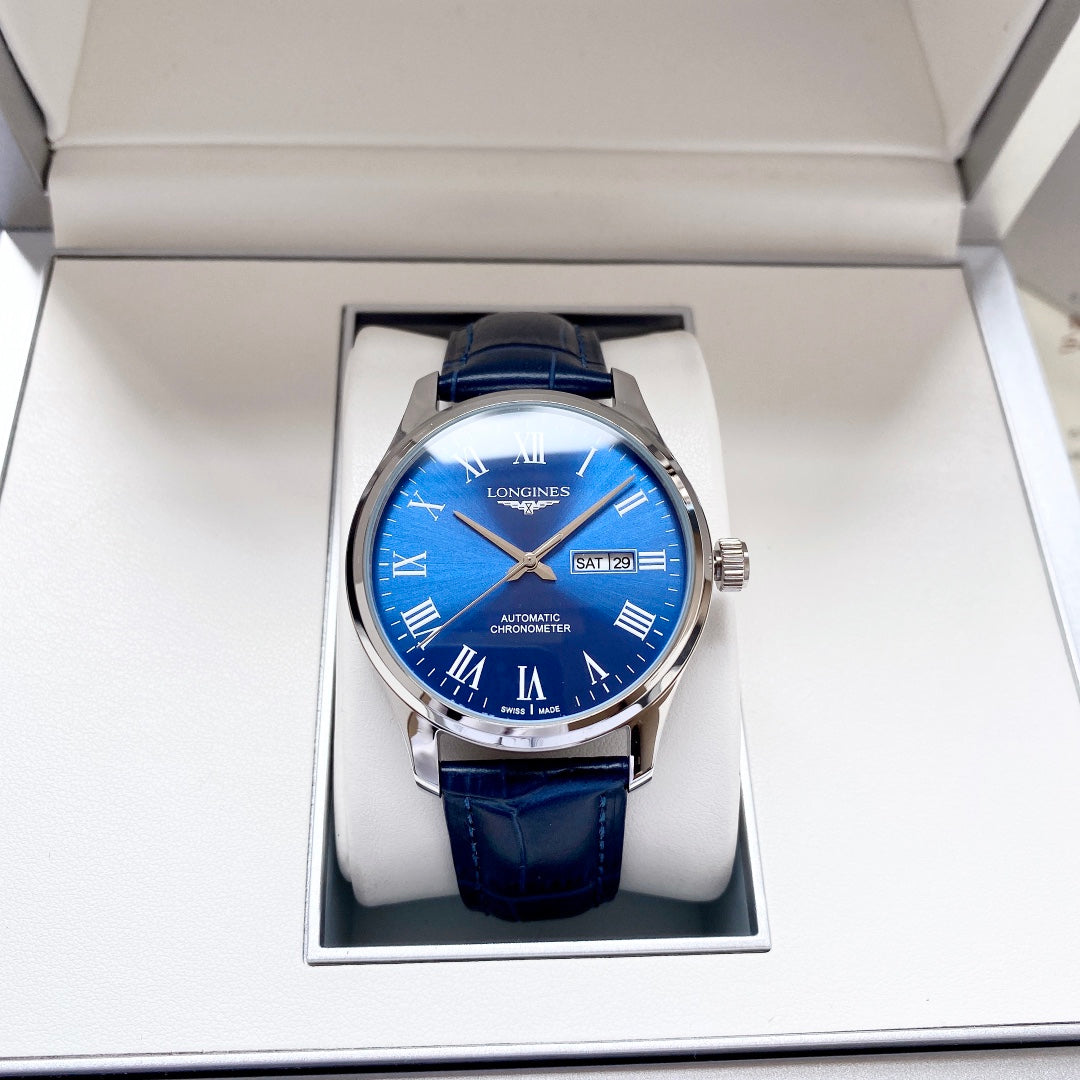 Longines fully automatic Nishitetsu leather strap men's watch