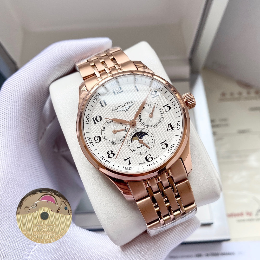 Longines Craftsman Calendar Multi functional Metal Strap Watch