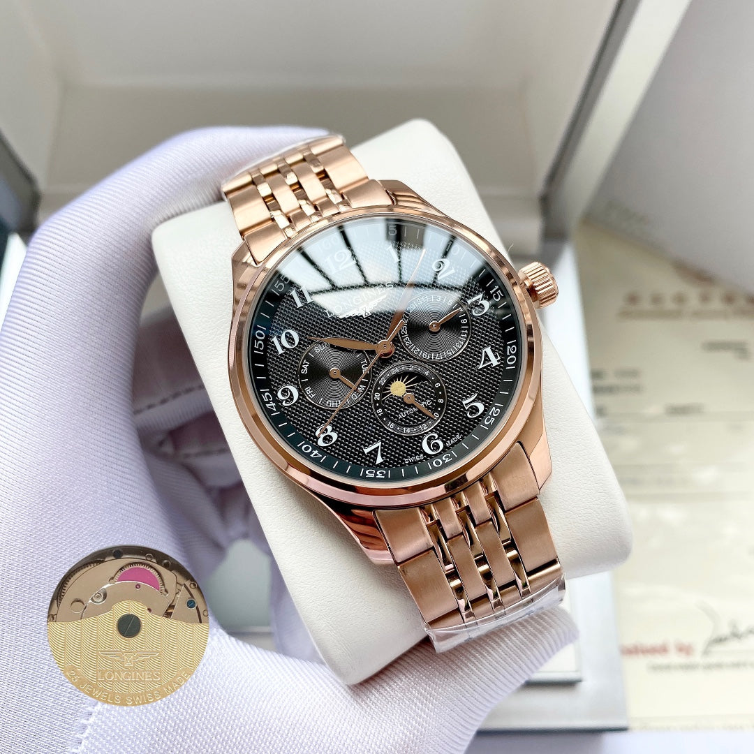 Longines Craftsman Calendar Multi functional Metal Strap Watch