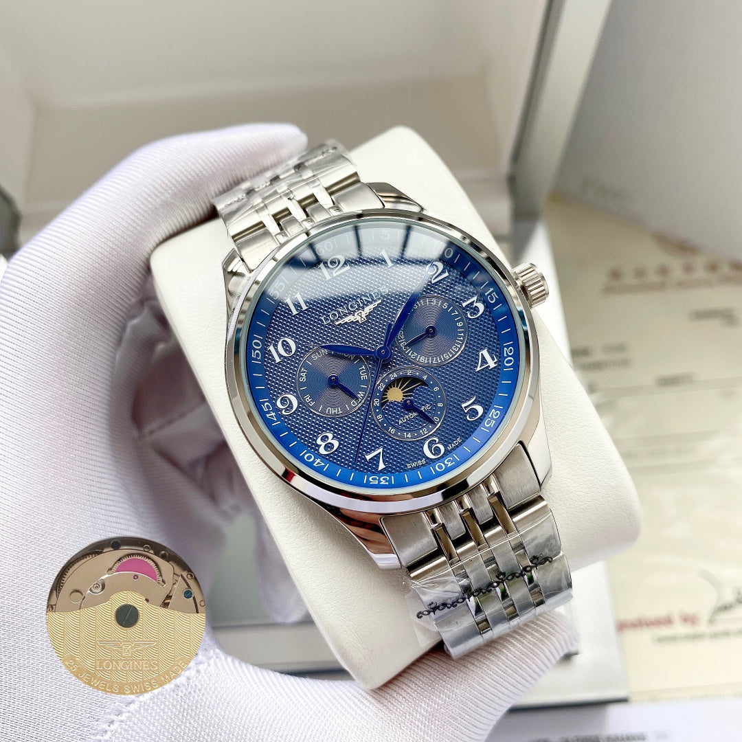 Longines Craftsman Calendar Multi functional Metal Strap Watch