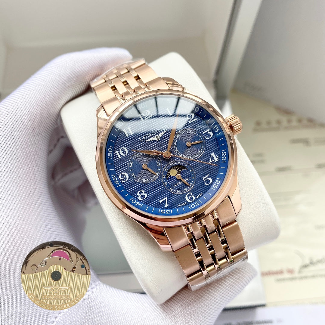 Longines Craftsman Calendar Multi functional Metal Strap Watch