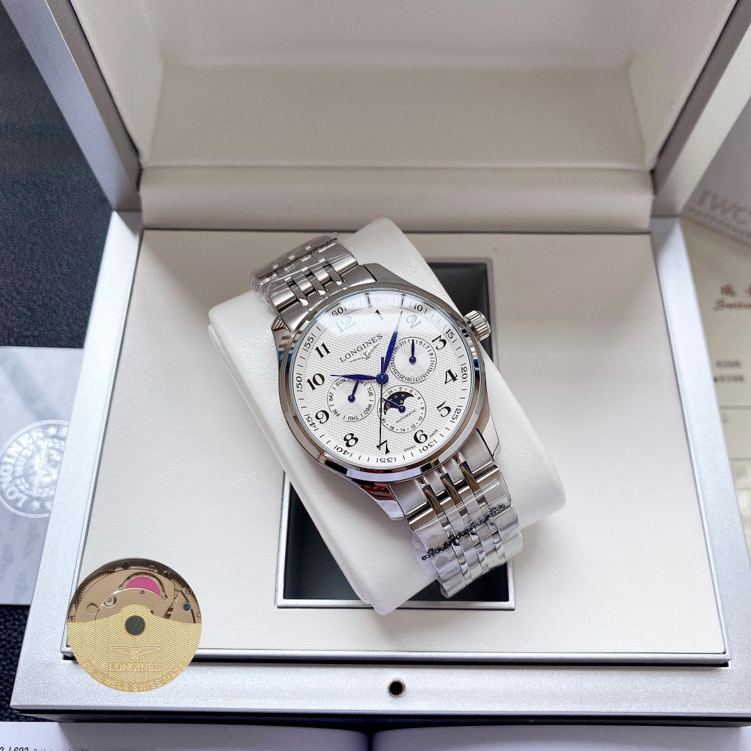 Longines Craftsman Calendar Multi functional Metal Strap Watch