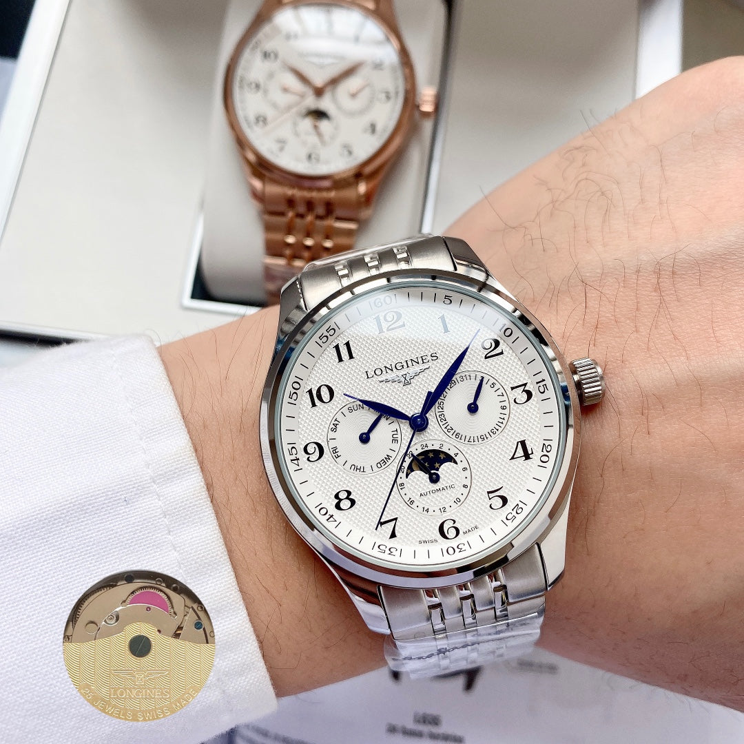 Longines Craftsman Calendar Multi functional Metal Strap Watch