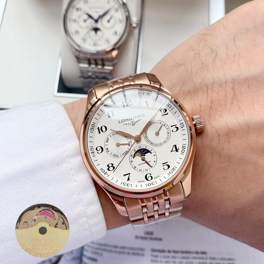 Longines Craftsman Calendar Multi functional Metal Strap Watch
