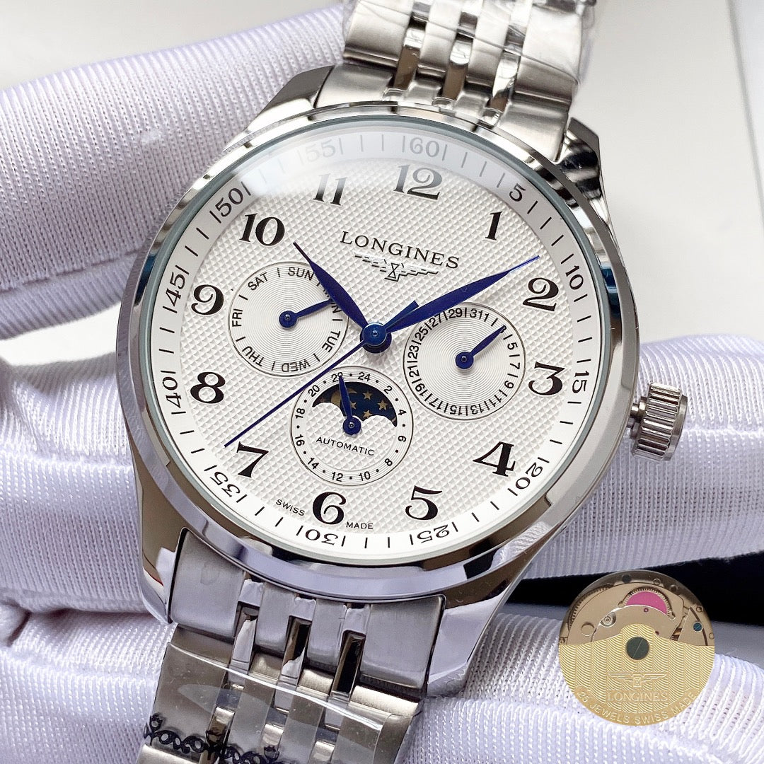 Longines Craftsman Calendar Multi functional Metal Strap Watch