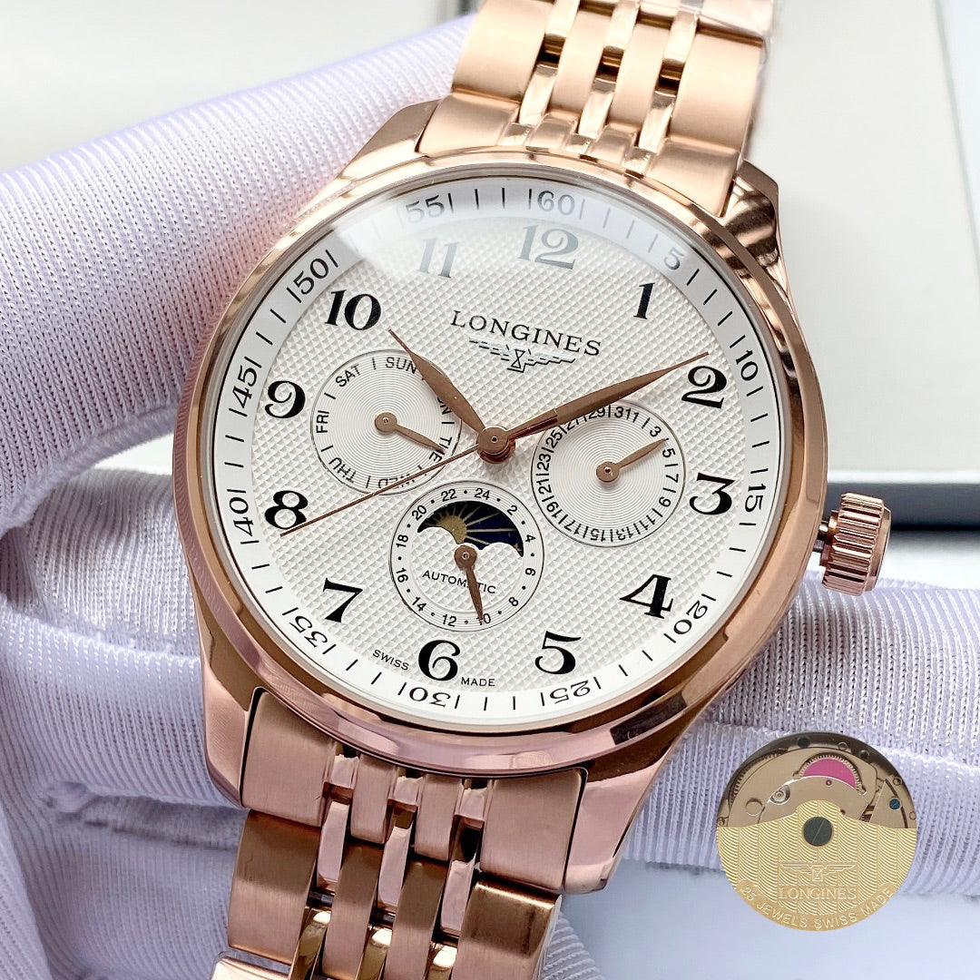 Longines Craftsman Calendar Multi functional Metal Strap Watch