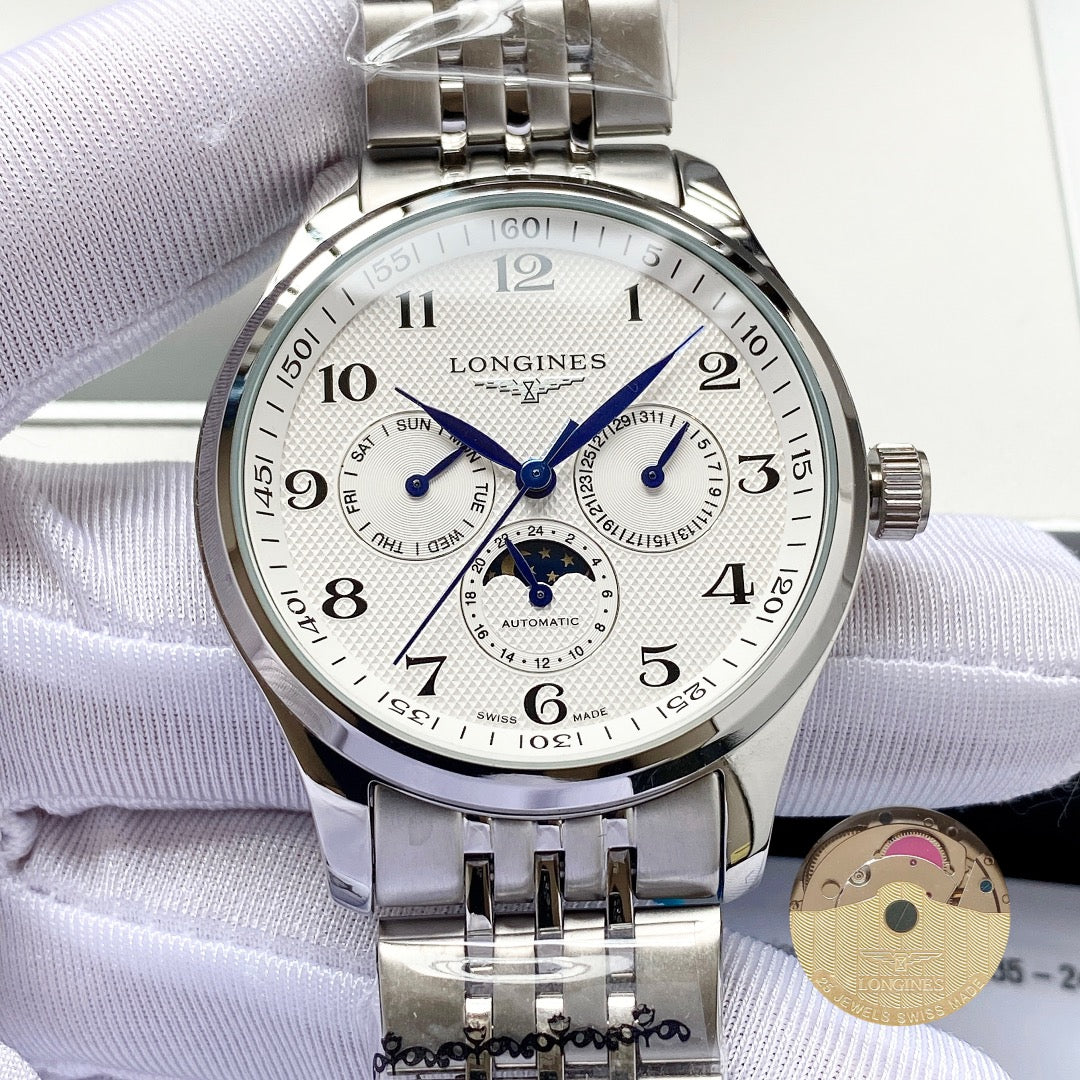Longines Craftsman Calendar Multi functional Metal Strap Watch