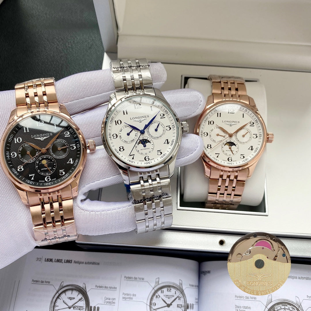 Longines Craftsman Calendar Multi functional Metal Strap Watch