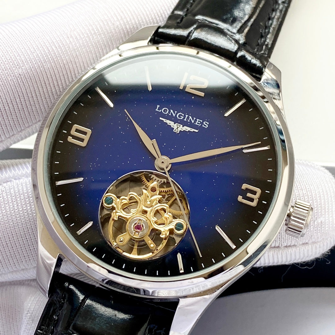 Longines round dial leather strap classic watch