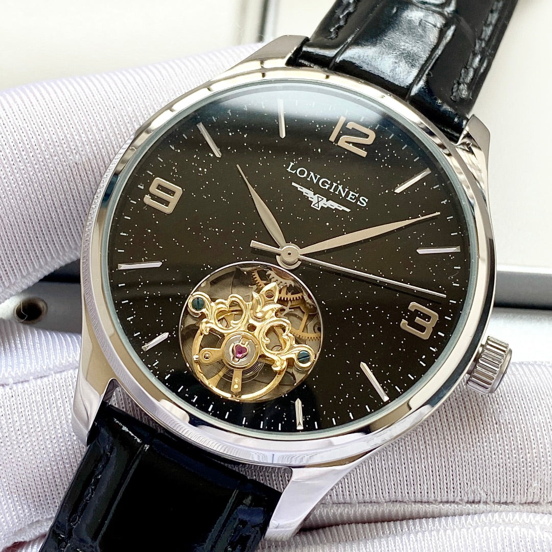 Longines round dial leather strap classic watch