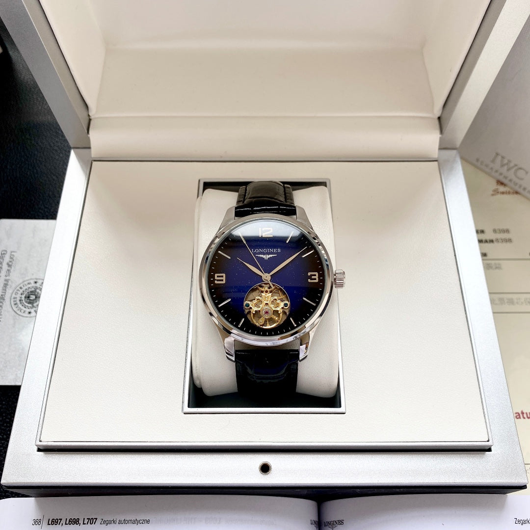 Longines round dial leather strap classic watch