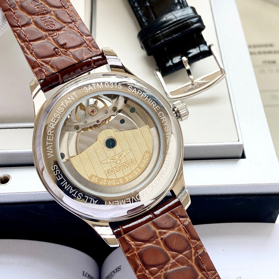 Longines round dial leather strap classic watch
