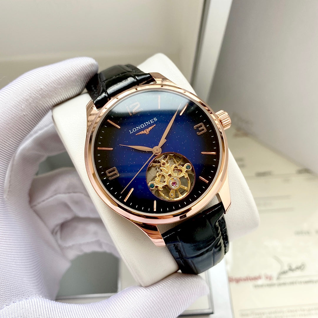 Longines round dial leather strap classic watch
