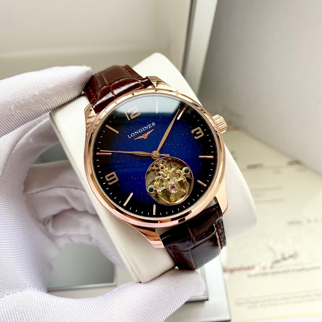Longines round dial leather strap classic watch