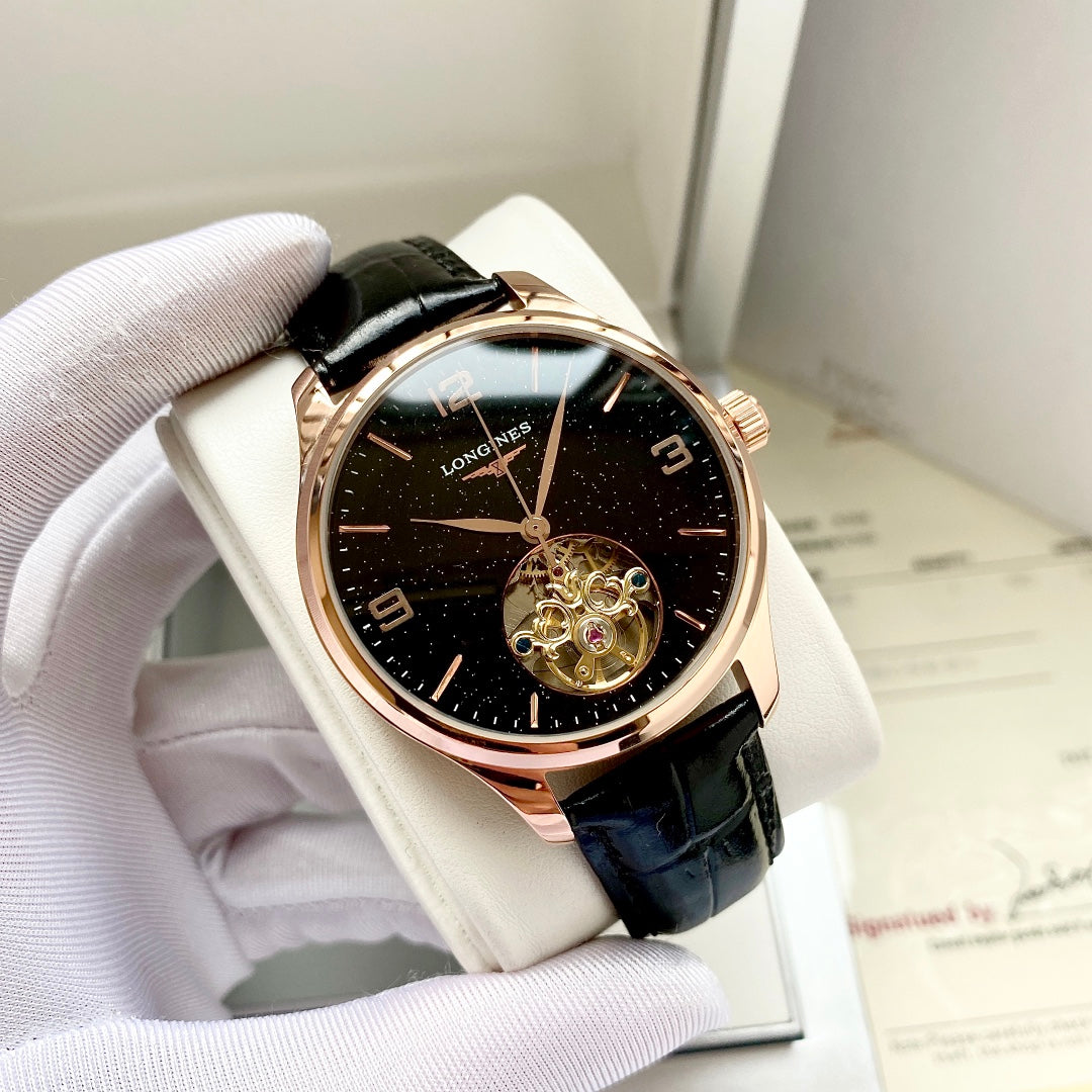 Longines round dial leather strap classic watch