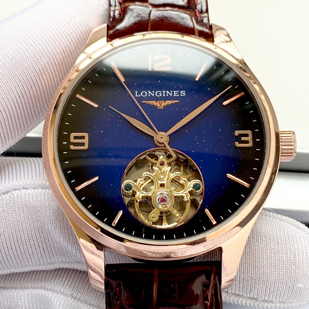 Longines round dial leather strap classic watch