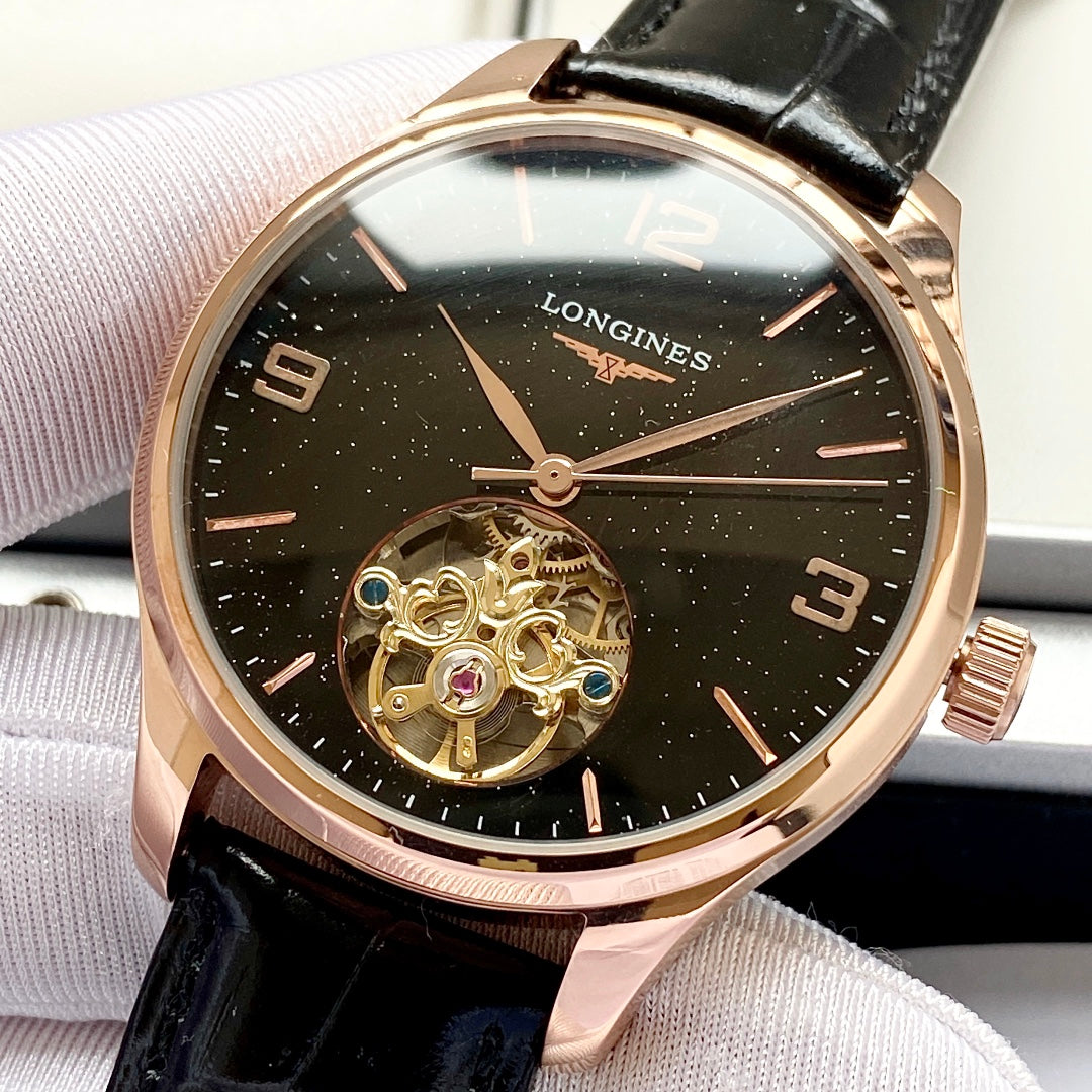Longines round dial leather strap classic watch