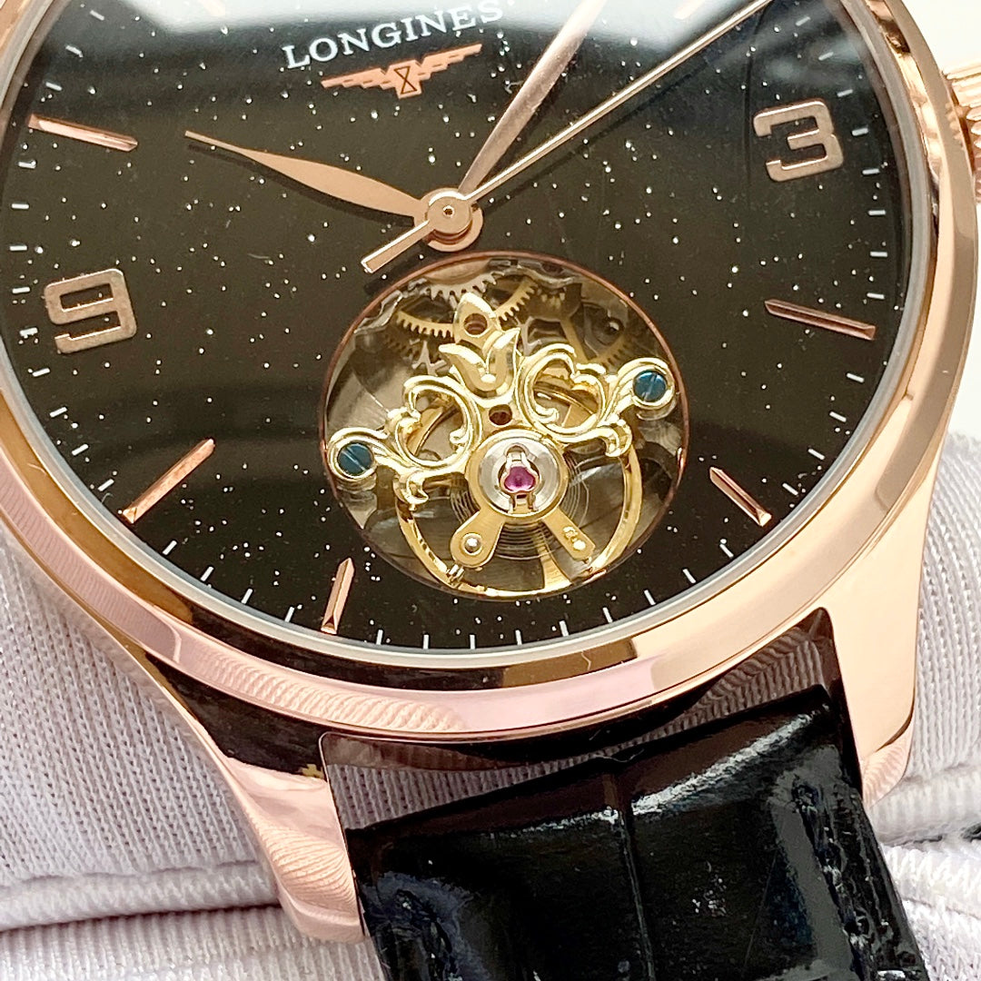 Longines round dial leather strap classic watch