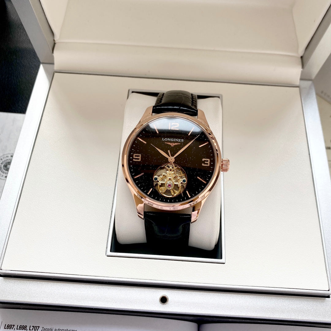 Longines round dial leather strap classic watch