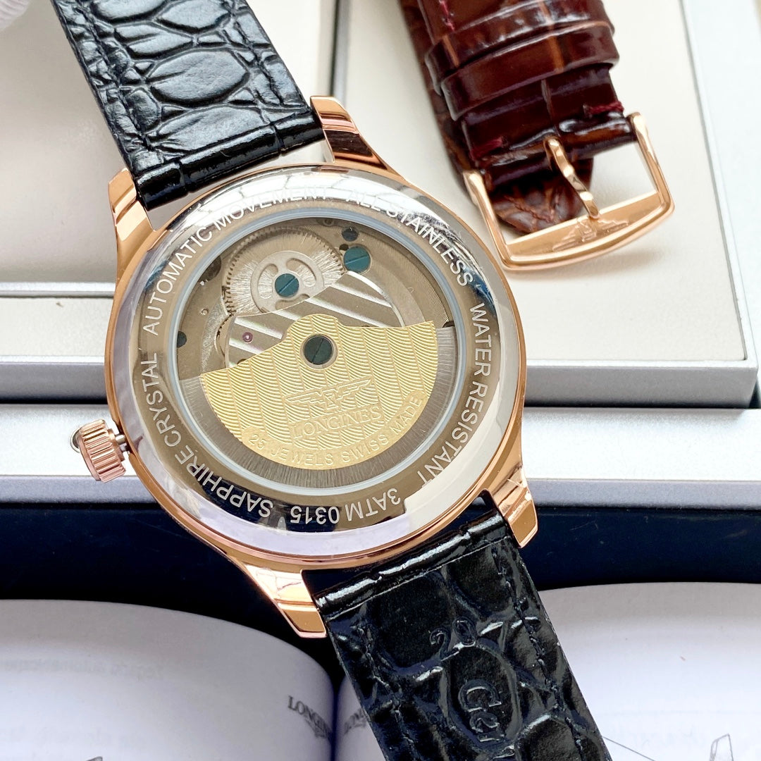Longines round dial leather strap classic watch