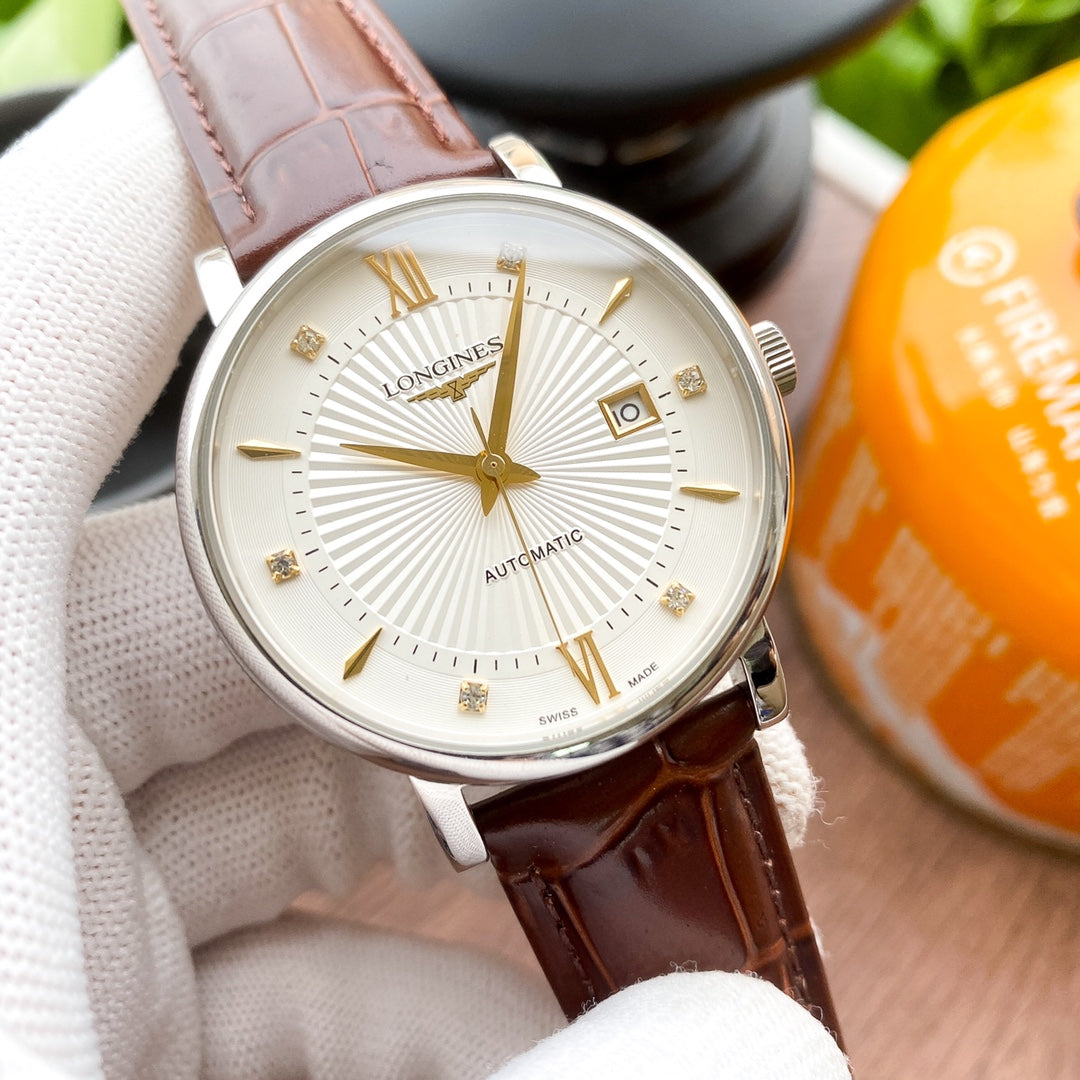 Longines Classic Retro Leather Strap Watch