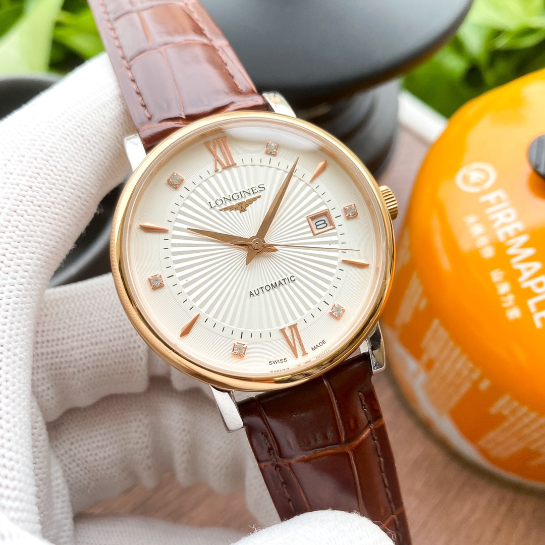 Longines Classic Retro Leather Strap Watch