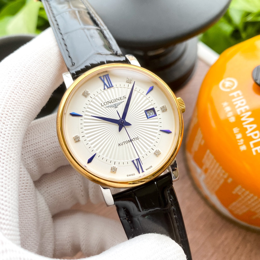 Longines Classic Retro Leather Strap Watch