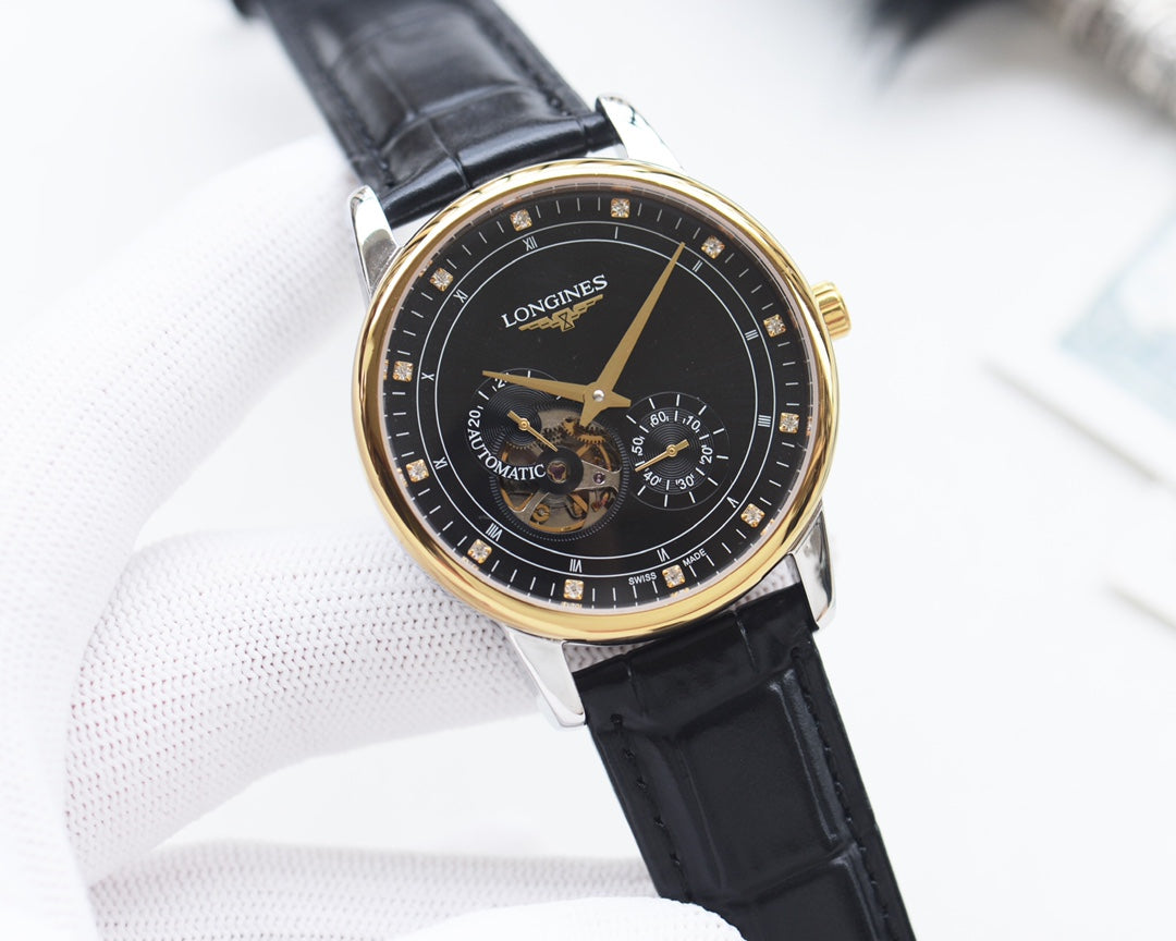 Longines high-quality leather strap watch