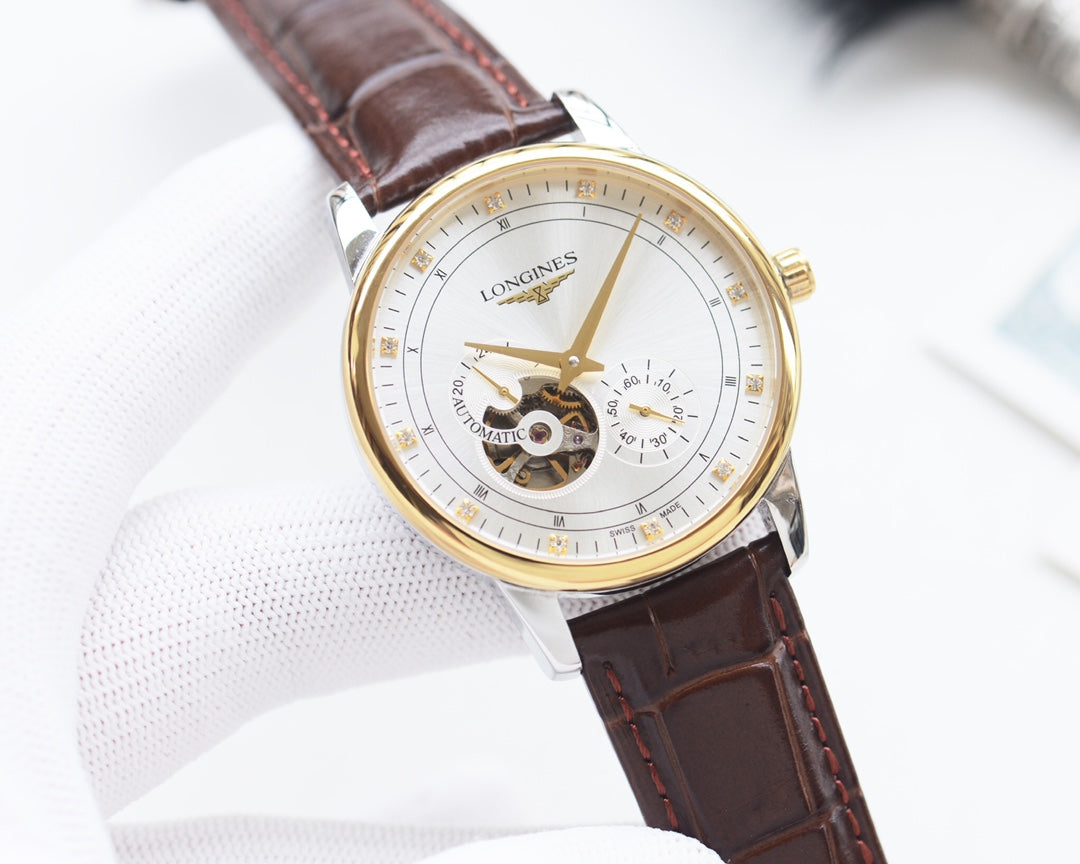 Longines high-quality leather strap watch