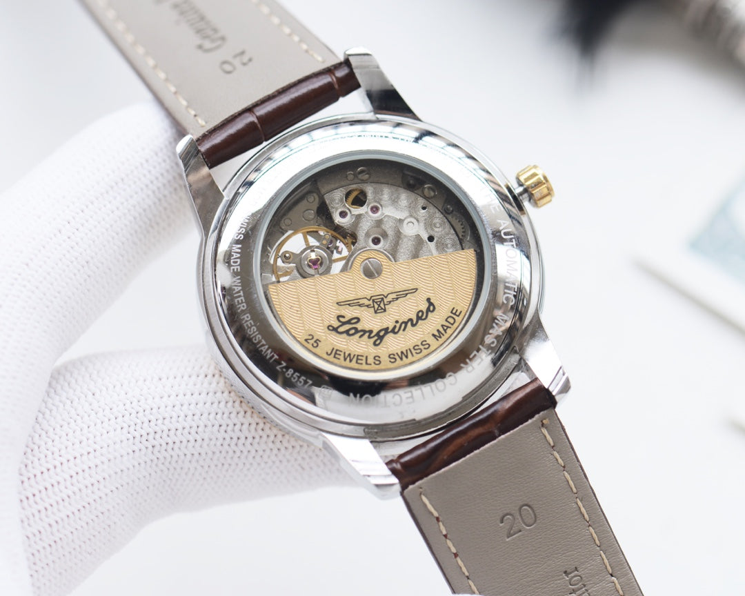 Longines high-quality leather strap watch