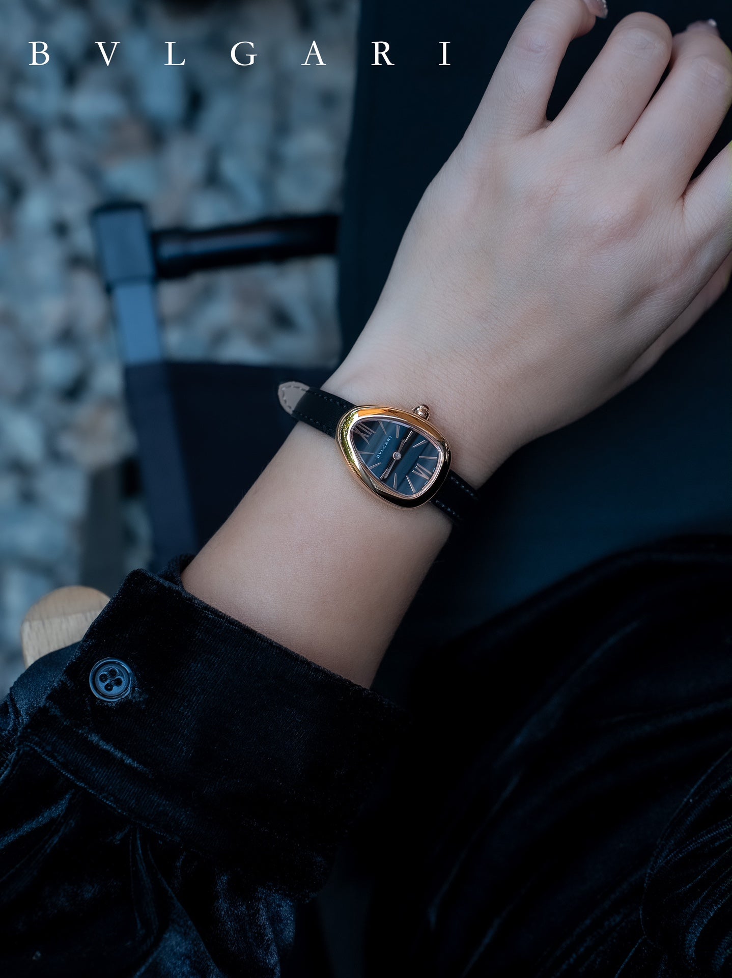 BVLGARI Gold Plated Serpentine Shadow Stainless Steel Watch
