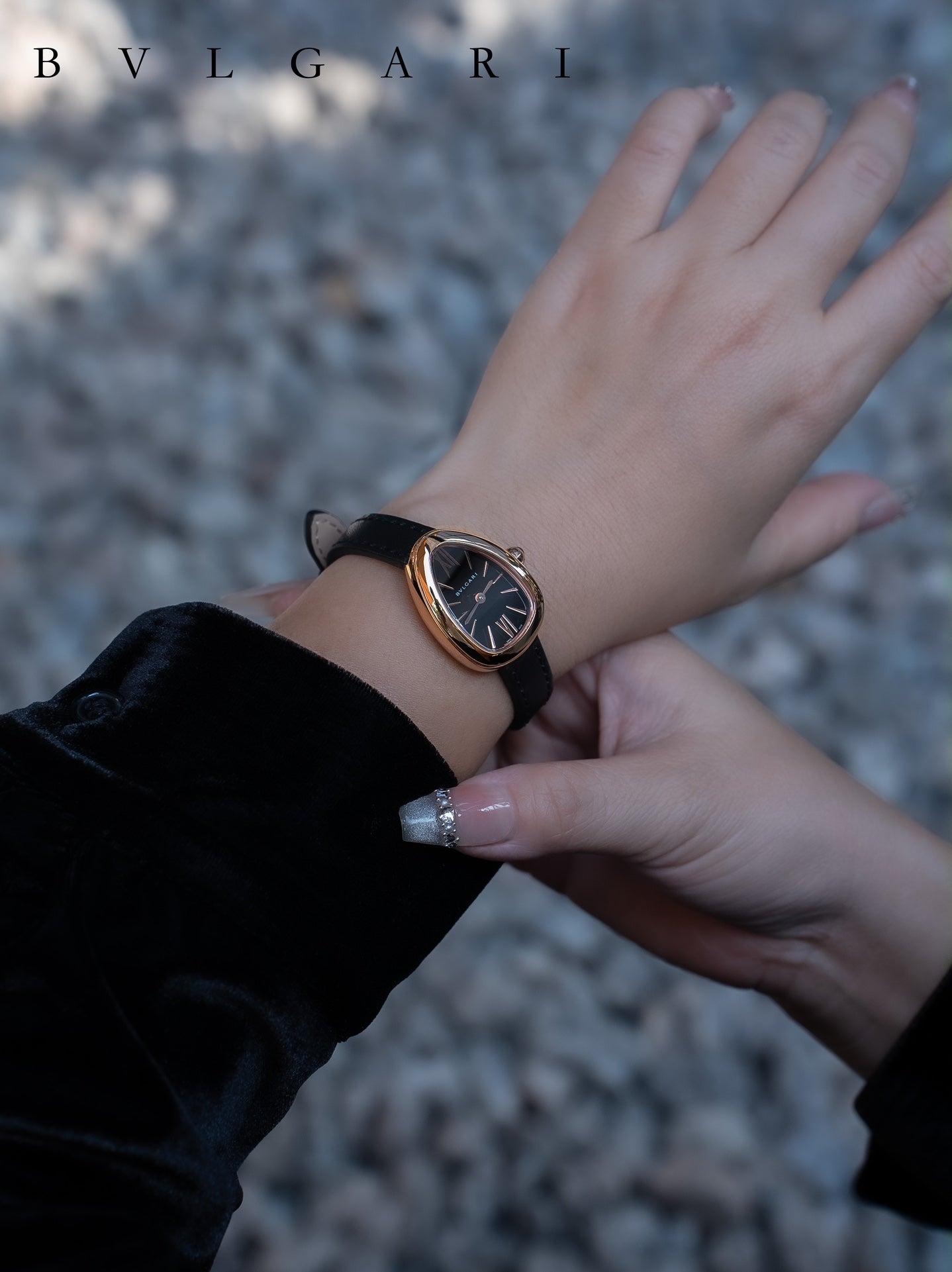 BVLGARI Gold Plated Serpentine Shadow Stainless Steel Watch