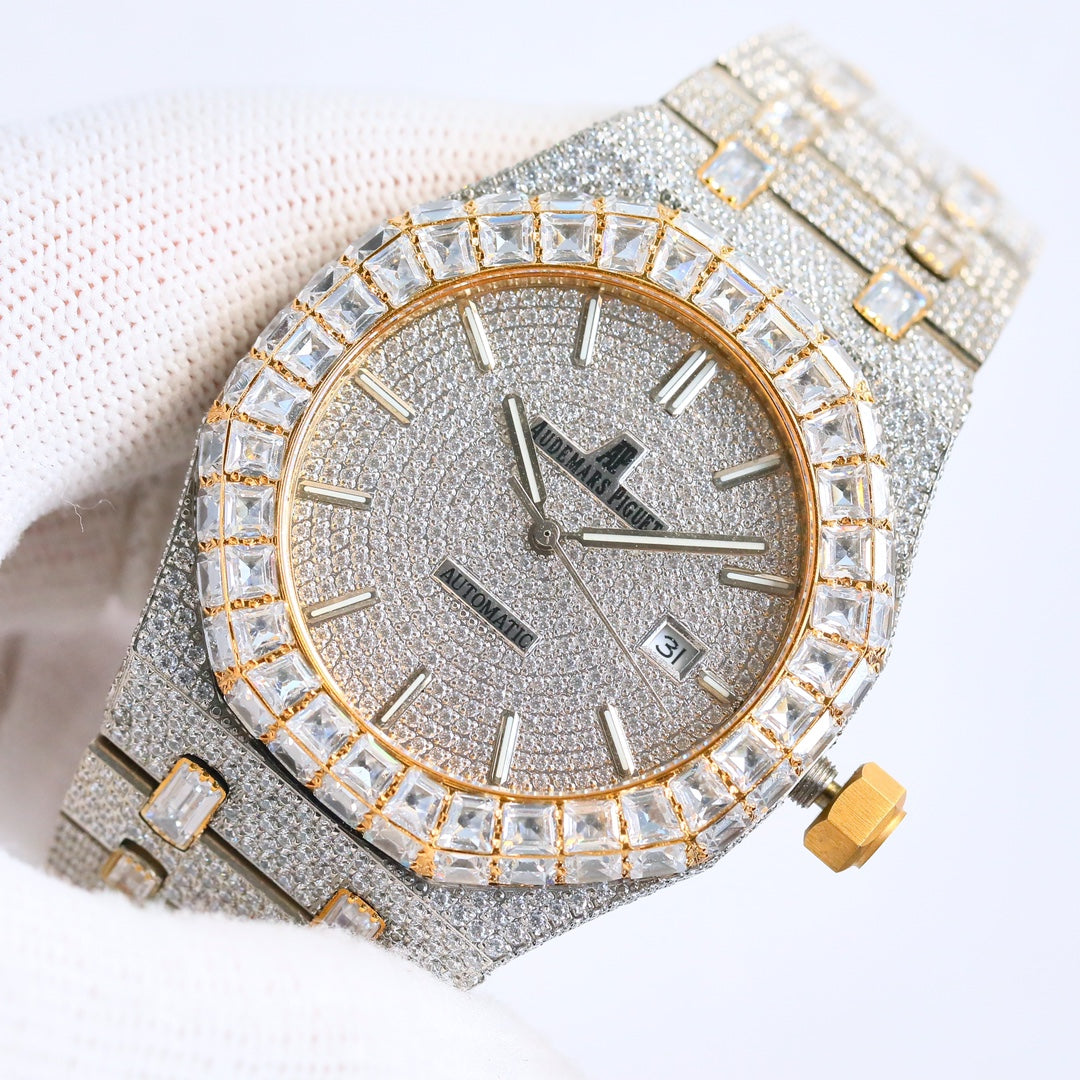 Audemars Piguet Royal Oak 50th Anniversary 15510 Full Diamond Wrist Watch for Men