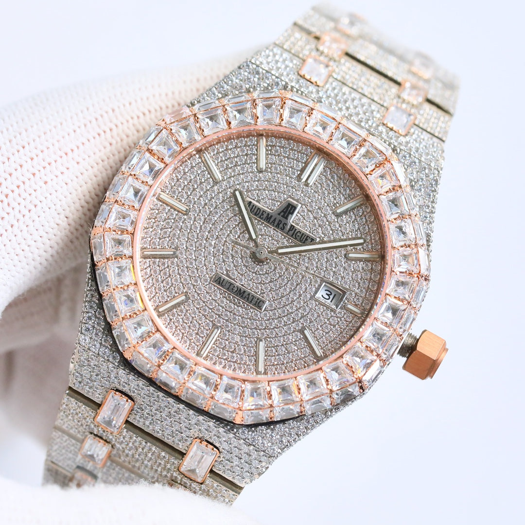 Audemars Piguet Royal Oak 50th Anniversary 15510 Full Diamond Wrist Watch for Men