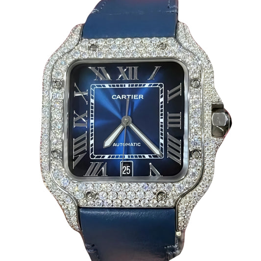 Cartier Santos Diamond Stainless Steel Watch W4SA0006